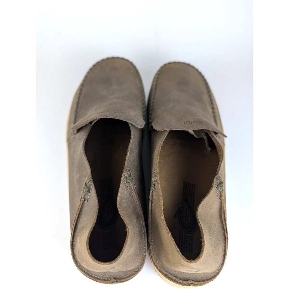 Olukai Akahai Men's Size US 9 Leather Slip-On Loafers Shoe Casual Brown 10299